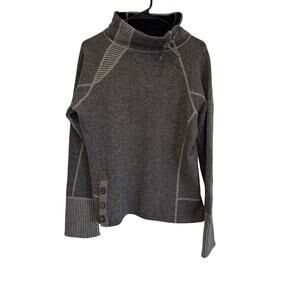 Prana Womens Size XL Gray Wool Blend Mock Neck Sweater